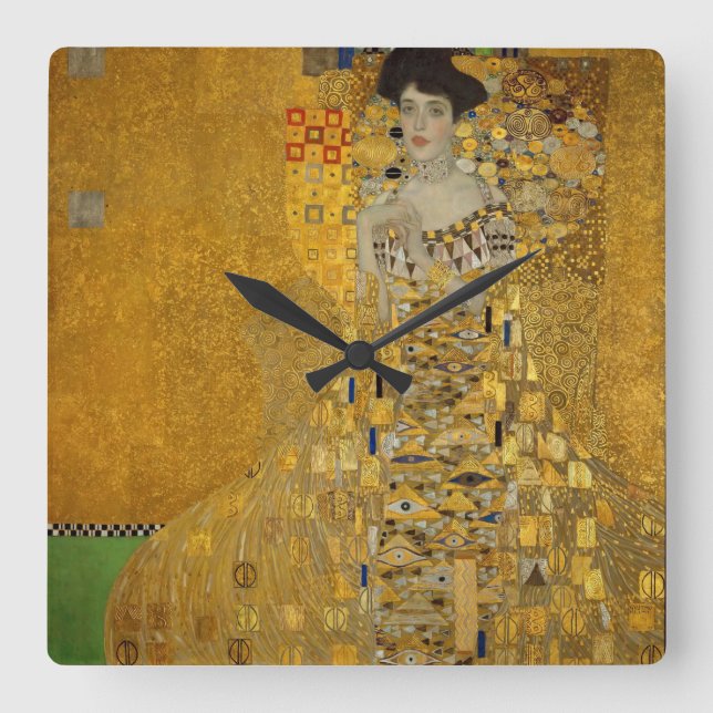 Relógio Quadrado Gustav Klimt - Adele Bloch-Bauer I (Frente)