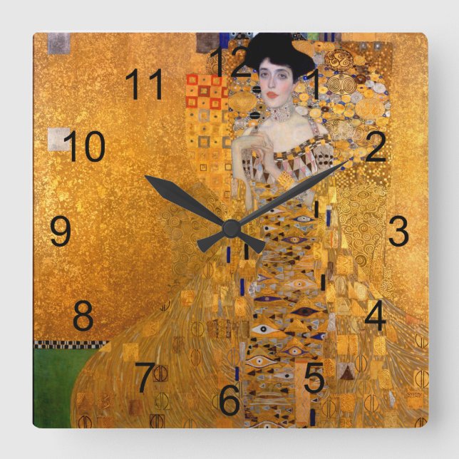 Relógio Quadrado Gustav Klimt Adele Portrait Vintage (Frente)