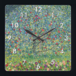 Relógio Quadrado Gustav Klimt - Árvore de Maçã<br><div class="desc">Árvore Apple I - Gustav Klimt,  Óleo na Canvas,  1907</div>