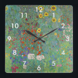 Relógio Quadrado Gustav Klimt - Jardim do País com Girassóis<br><div class="desc">Jardim do País com Girassóis/Jardim de Fazenda com Girassóis - Gustav Klimt em 1905-1906</div>