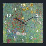 Relógio Quadrado Gustav Klimt - Jardim do País com Girassóis<br><div class="desc">Jardim do País com Girassóis/Jardim de Fazenda com Girassóis - Gustav Klimt em 1905-1906</div>