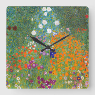 Relógio Quadrado Gustav Klimt: Jardim Flor
