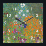 Relógio Quadrado Gustav Klimt - Jardim Flor<br><div class="desc">Jardim Flor - Gustav Klimt em 1905-1907</div>