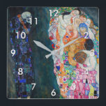 Relógio Quadrado Gustav Klimt - Morte e Vida<br><div class="desc">Morte e vida - Gustav Klimt,  Oil on Canvas,  1910-1915</div>