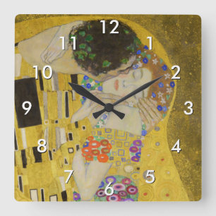 Relógio Quadrado Gustav Klimt - O Beijo