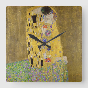 Relógio Quadrado Gustav Klimt O Beijo Obra-Prima