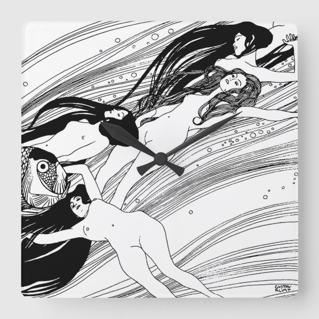 Relógio Quadrado Gustavo Klimt - arte japonesa surreal do sangue (Frente)