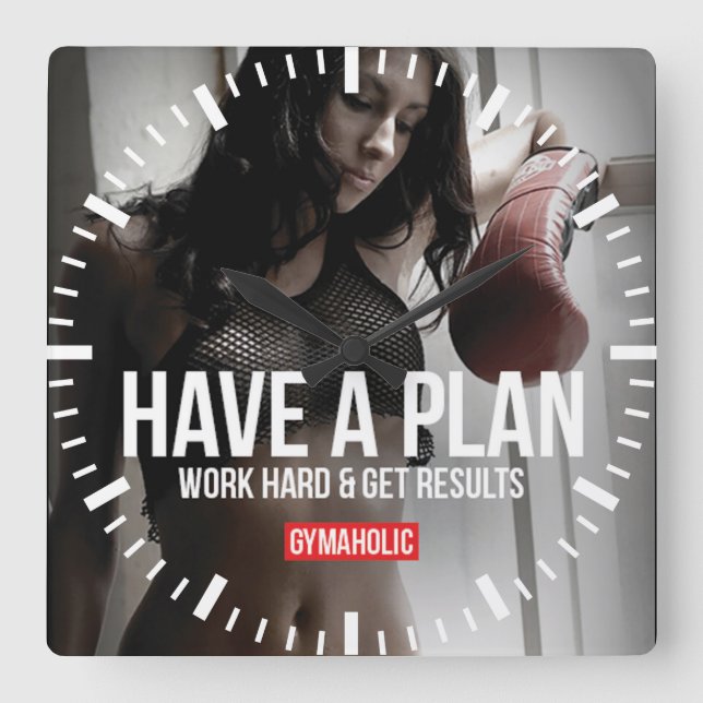 Relógio Quadrado Gym de Malhação Motivacional (Frente)