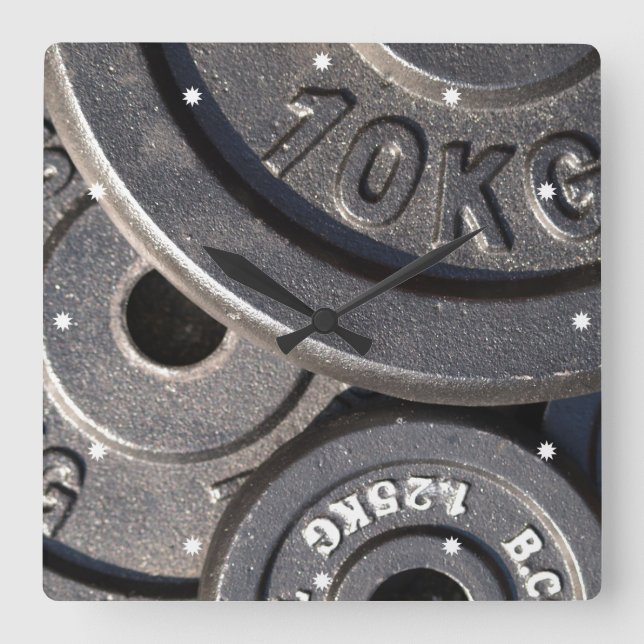 Relógio Quadrado Gym Weights (Frente)