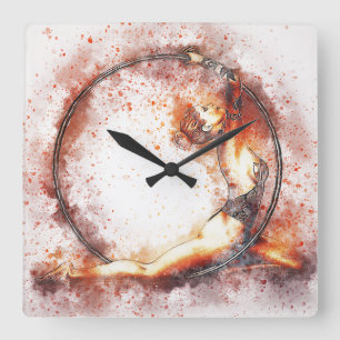 Relógio Quadrado Gymnast do Gym da aro do anel do balé da menina