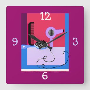 Relógio Quadrado Hair Stylist's clock