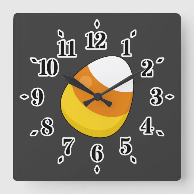 Relógio Quadrado Halloween Candy Corn (Frente)