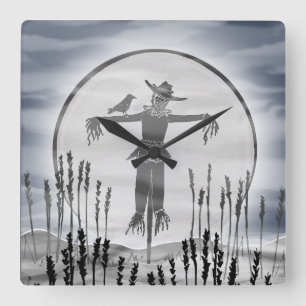 Relógio Quadrado Halloween Horror Scarecrow Acrywall Clock
