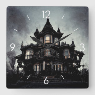 Relógio Quadrado Halloween Moonlight Haunlight House