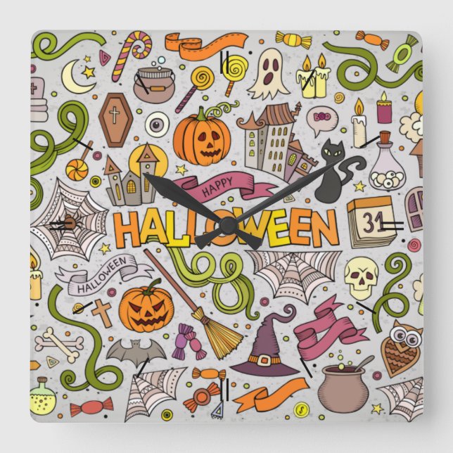 Relógio Quadrado Halloween Moonlight Haunlight House Wall Cloc (Frente)