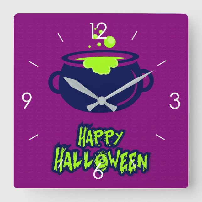 Relógio Quadrado Halloween Moonlight Haunlight House Wall Cloc (Frente)