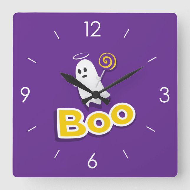 Relógio Quadrado Halloween Moonlight Haunlight House Wall Cloc (Frente)