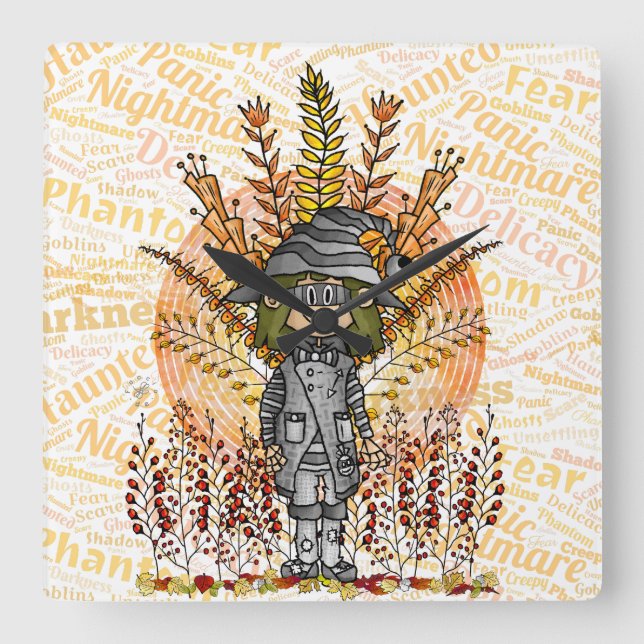 Relógio Quadrado Halloween - Quinn (Frente)