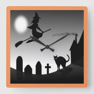 RELÓGIO QUADRADO HALLOWEEN WITCH SILHOUETTE