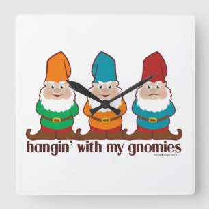 Relógio Quadrado Hangin com meu Gnomies