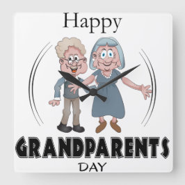Relógio Quadrado Happy Grandparents Day Clock