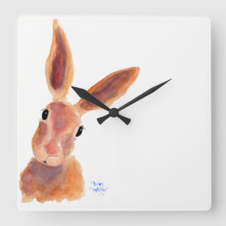 Relógio Quadrado Happy Hare ' Jim Jam' de Shirley MacArthur