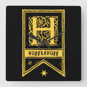 Relógio Quadrado Harry Potter   Banner Monograma Hufflepuff