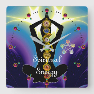 Relógio Quadrado HASTE de ASCLEPIUS 7 CHAKRAS, roxo da POSE de