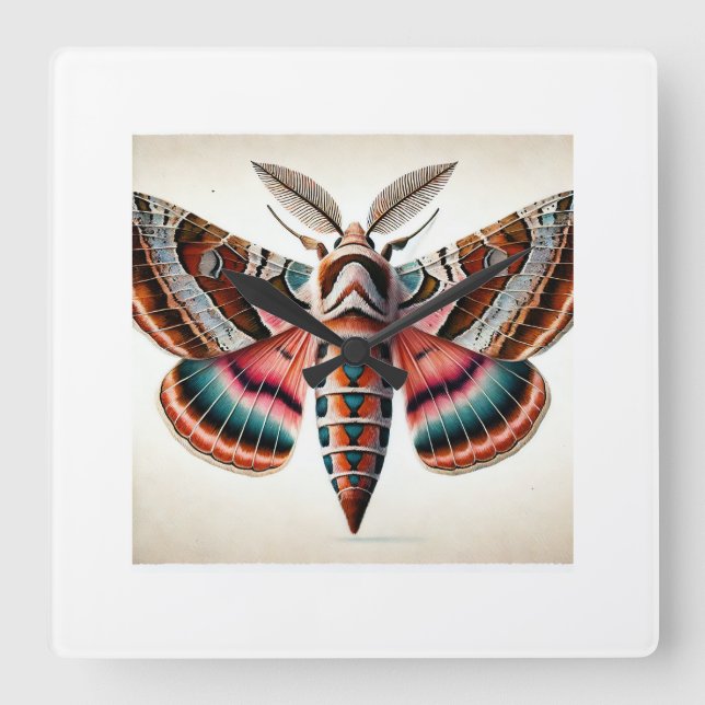 Relógio Quadrado Hawk Moth 260824IREF237 - Watercolor (Frente)