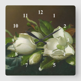 Relógio Quadrado Heade Magnolias Floral Painting