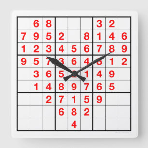 Relógio Quadrado Heart Sudoku Clock com quebra-cabeça baixável (E