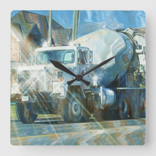 Relógio Quadrado Heavy Transport Cement Truck Wall Clock