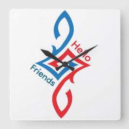 Relógio Quadrado Hello Friends Simple Happy Greeting Design