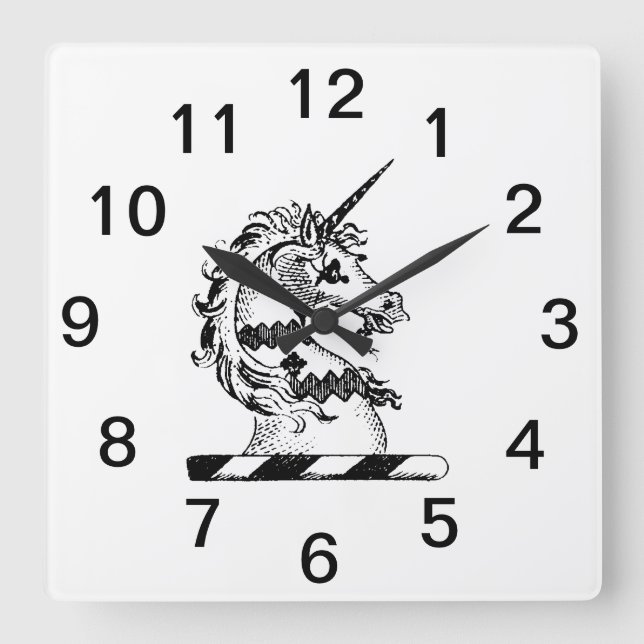 Relógio Quadrado Herádico Casaco de Braços do Unicórnio Emblem (Frente)