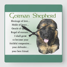 Relógio Quadrado Herança german shepherd dos presentes de amor