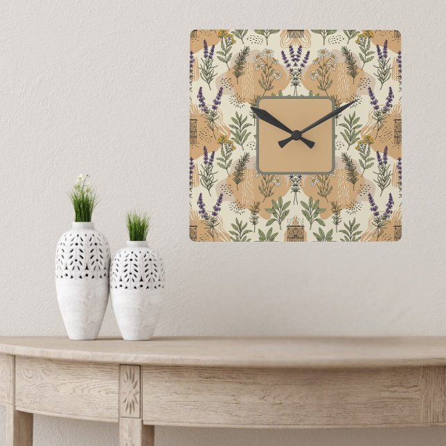 Relógio Quadrado Herbal Blossoms (Criador carregado)