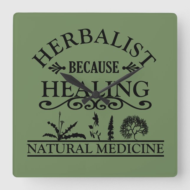 Relógio Quadrado Herbalistas de medicina natural (Frente)