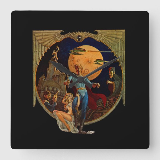 Relógio Quadrado Herói do SciFi (Frente)