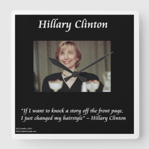 Relógio Quadrado Hillary Clinton Funny Hairstyle Cote Wall Clock