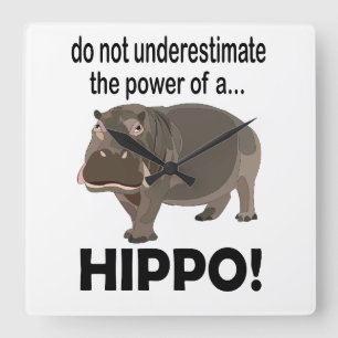 Relógio Quadrado Hipopótamo Animal Divertido Hipopótamo