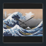 Relógio Quadrado Hokusai , “ The Great Wave off Kanagawa ”<br><div class="desc">私はHokusaiが好きな人のためにこの製品を作りました。</div>