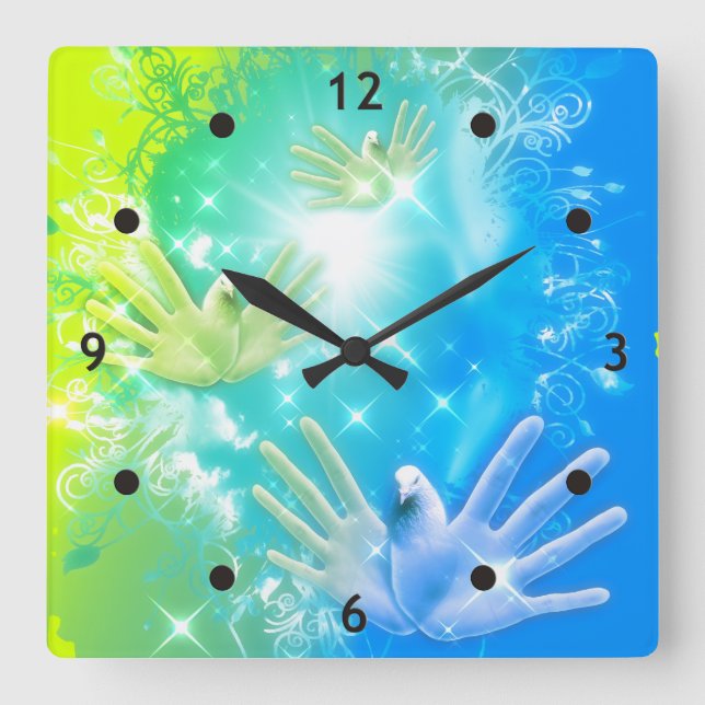 Relógio Quadrado HoliES - Porcos voadores (Frente)