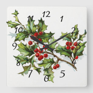 Relógio Quadrado HollyBerries20150802
