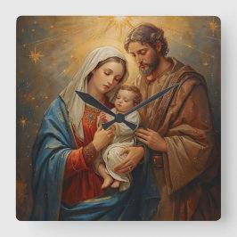 Relógio Quadrado Holy Family Christmas Wall Clock For Peaceful Holi