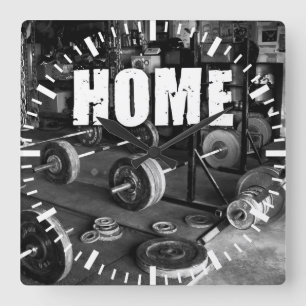 Relógio Quadrado HOME (Barbells) - Motivação do Workout