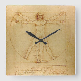 Relógio Quadrado Homem de Vitruvian