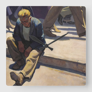 Relógio Quadrado Homem esquecido, 1934 por Maynard Dixon