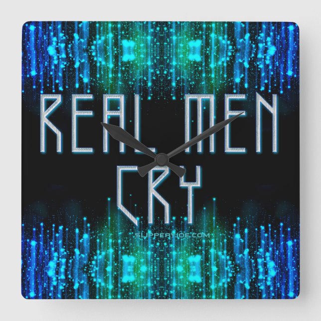 Relógio Quadrado Homens reais de SlipperyJoe choram lágrimas de aqu (Frente)