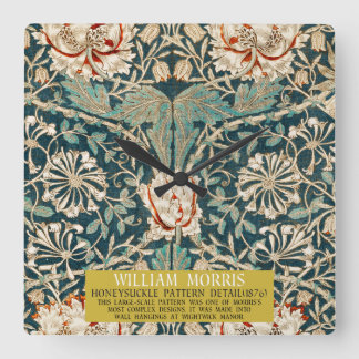 Relógio Quadrado Honeysuckle Pattern - Design de William Morris