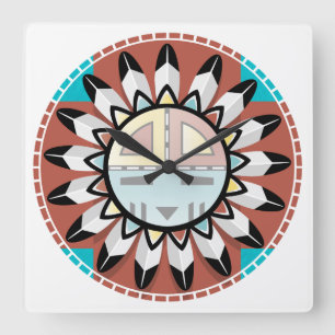 Relógio Quadrado Hopi Kachina Mask Clock